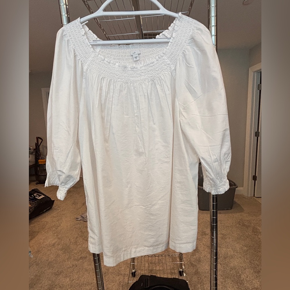 J. Jill white peasant blouse cotton modal blend size XL summer classic light